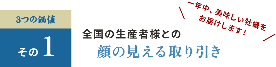全国の生産者様との顔の見える取り引き